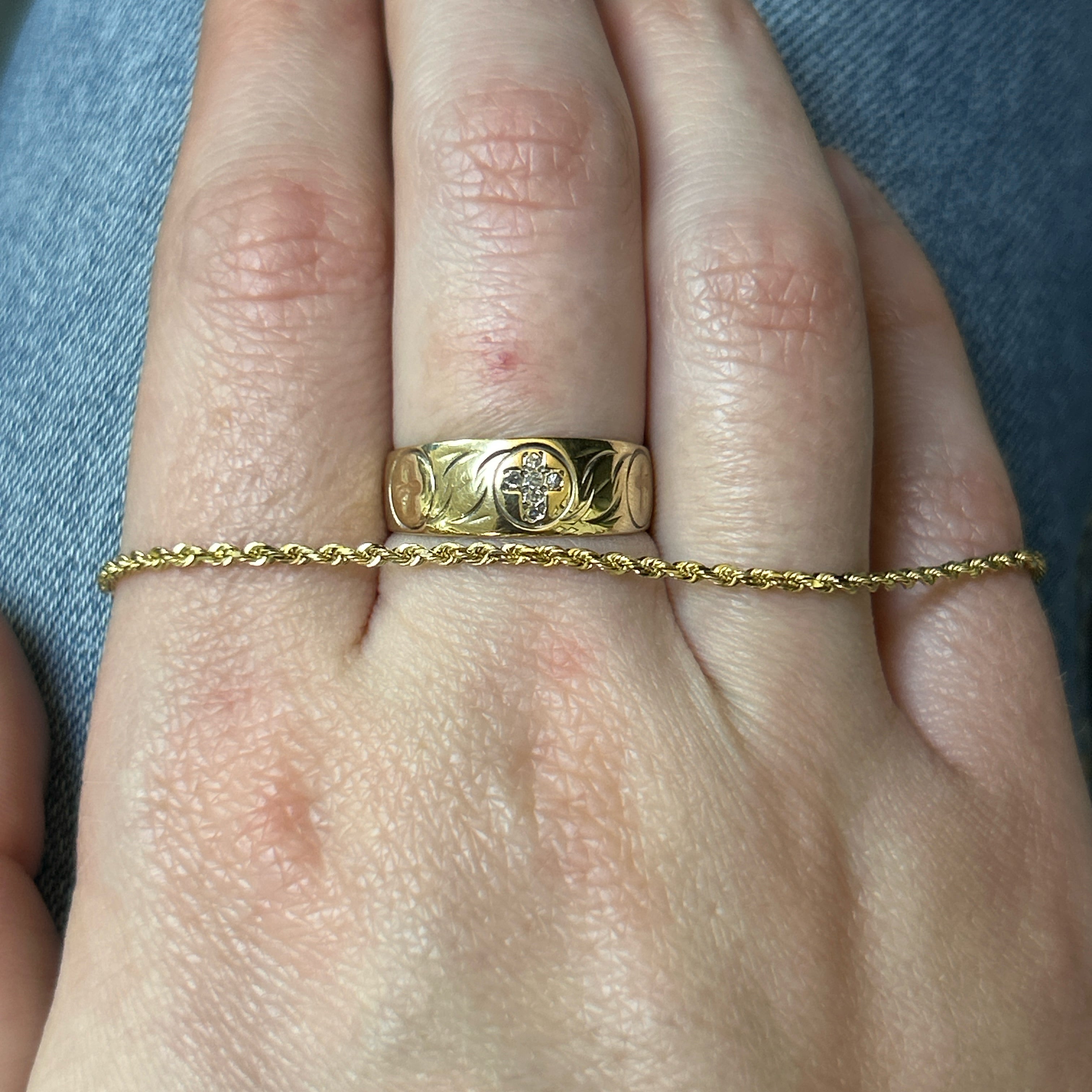 "Kellan" 14K Yellow Gold Rope Bracelet 7" 1.5mm 1.6g Estate