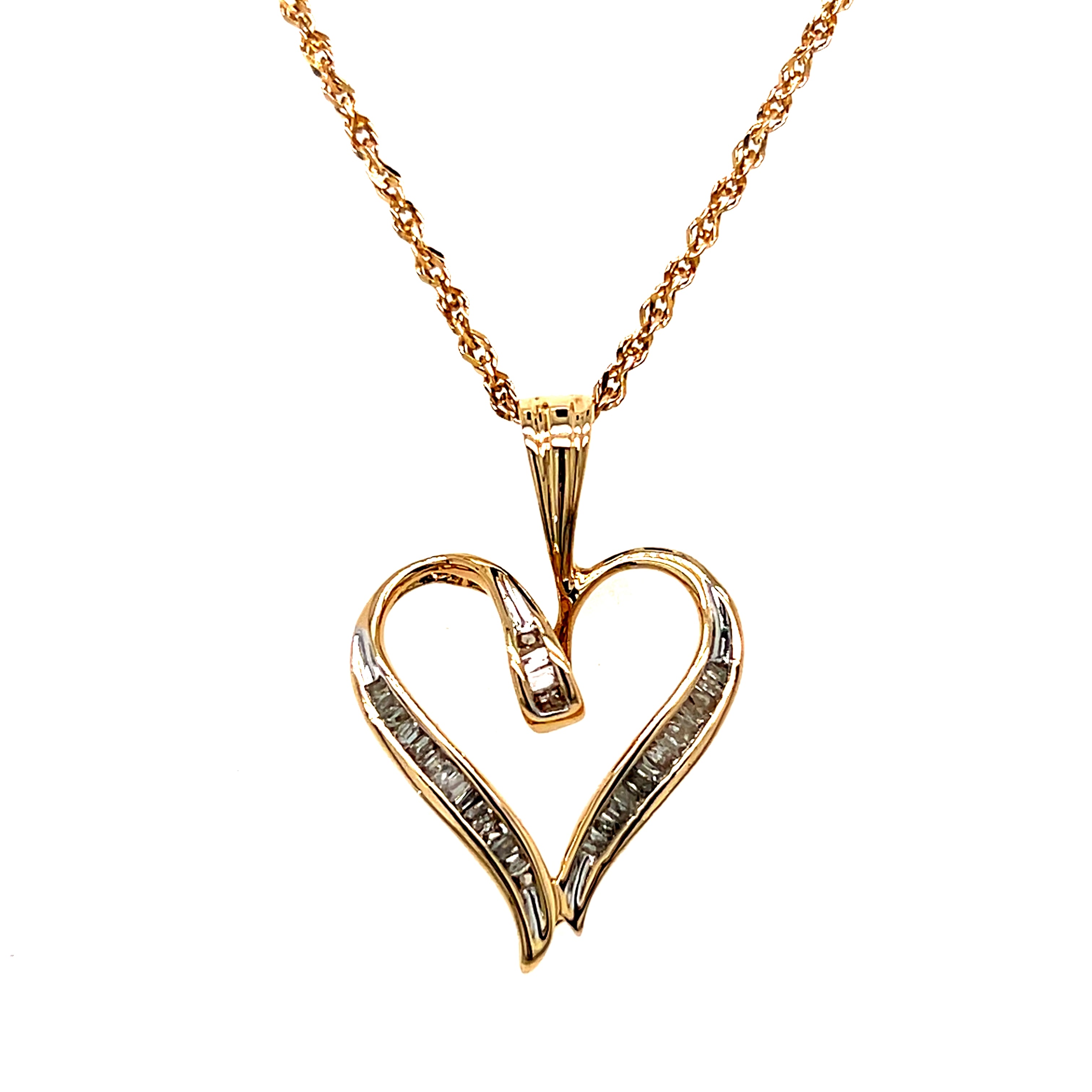 "Kelsey" 10K Yellow Gold 1/5ct Diamond Heart Pendant Estate