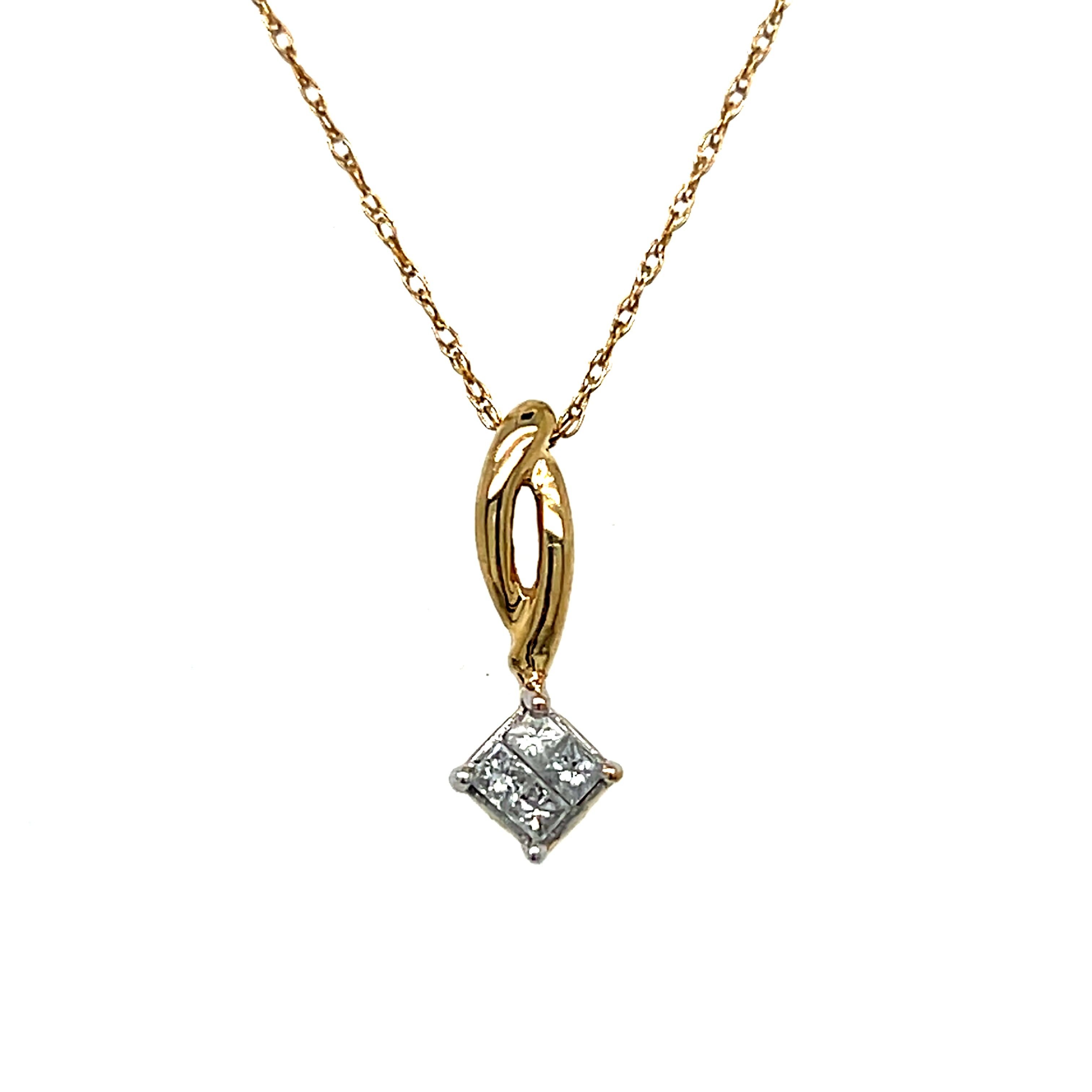 "Kiera"10K Yellow Gold 0.12 Carat Total Weight Diamond Pendant Estate