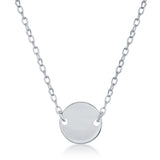 Sterling Silver High Polish Flat Disc Necklace 16+2".