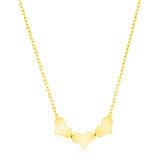 Sterling Silver Gold Plated Small Triple Heart Linked Necklace