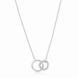 Sterling Silver ~13X9mm Polished and Textured Double Circle Necklace 16+2"
