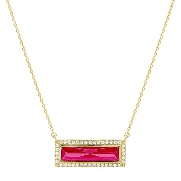 Kelly Waters Bella Cavo Birthstone Necklace with Rectangle Stone - July