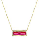 Kelly Waters Bella Cavo Birthstone Necklace with Rectangle Stone - July