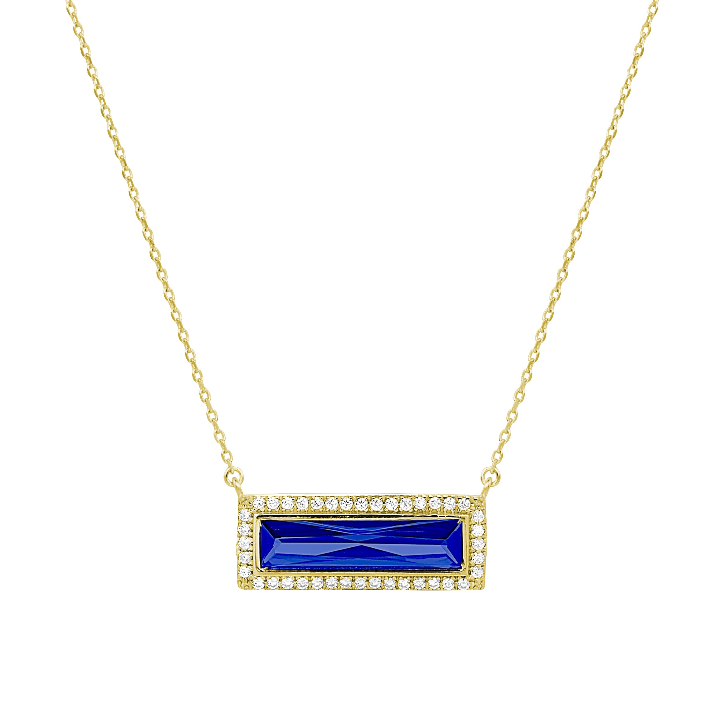 Kelly Waters Bella Cavo Birthstone Necklace with Rectangle Stone - September