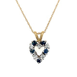 "Libi" 14K Two Tone Sapphire and Diamond Heart Pendant