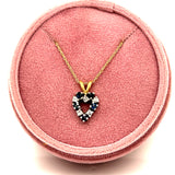 "Libi" 14K Two Tone Sapphire and Diamond Heart Pendant