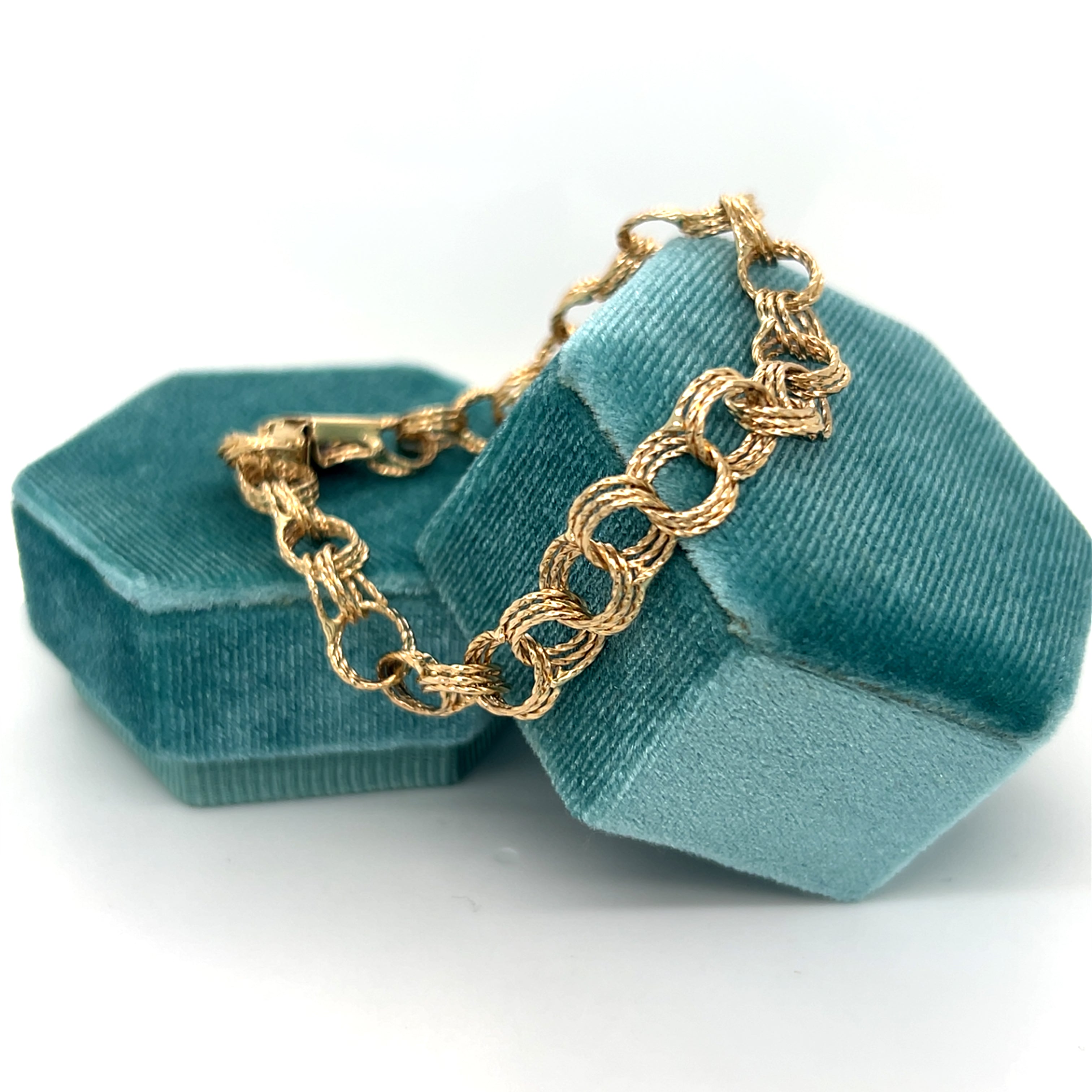 "Liddie Bug" 14K Yellow Gold 10g Charm Bracelet 7.25" Estate YTO3XW