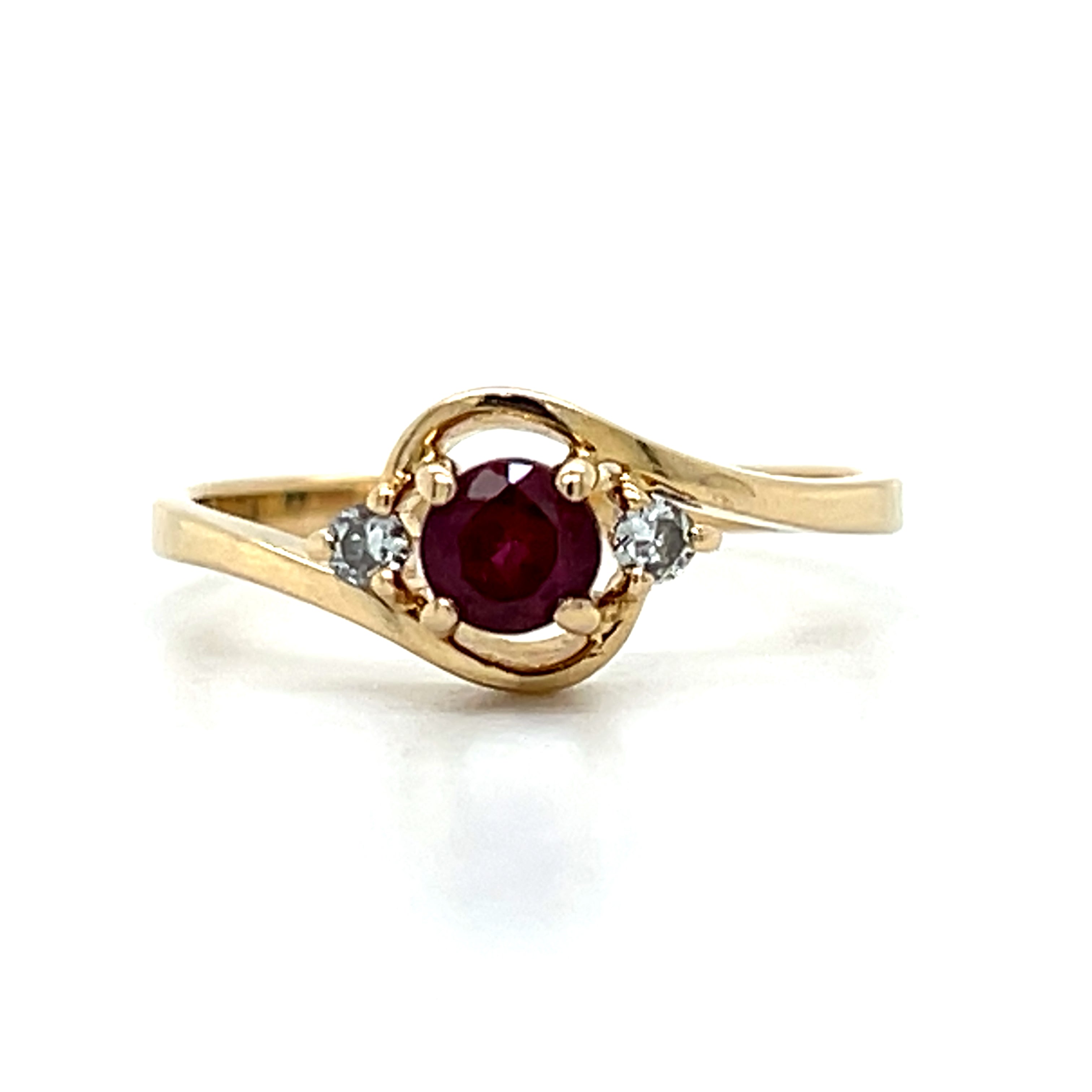 "Lil' Red" 14K Yellow Gold 0.40 TGW Ruby and Diamond Ring Estate