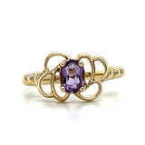 "Lilac" 10K Yellow Gold Amethyst Boho Flower-Like Ring Estate