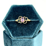 "Lilac" 10K Yellow Gold Amethyst Boho Flower-Like Ring Estate