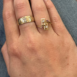 "Lisa" 10K Yellow Gold Diamond and Ruby Art Deco Revival 1970s Ring Estate