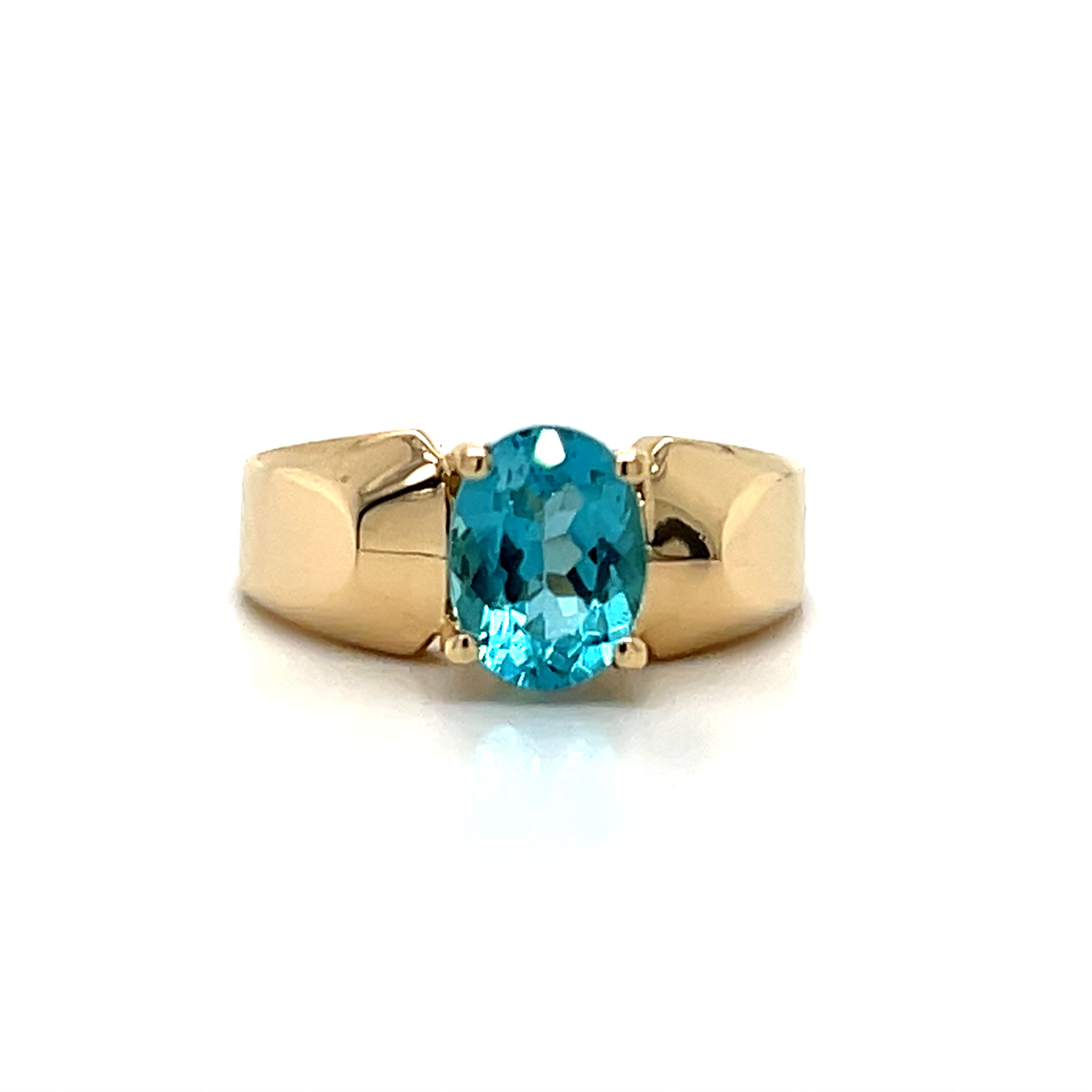 "Livia" 14K Yellow Gold 8x6mm Oval Apatite Ring (Estate)