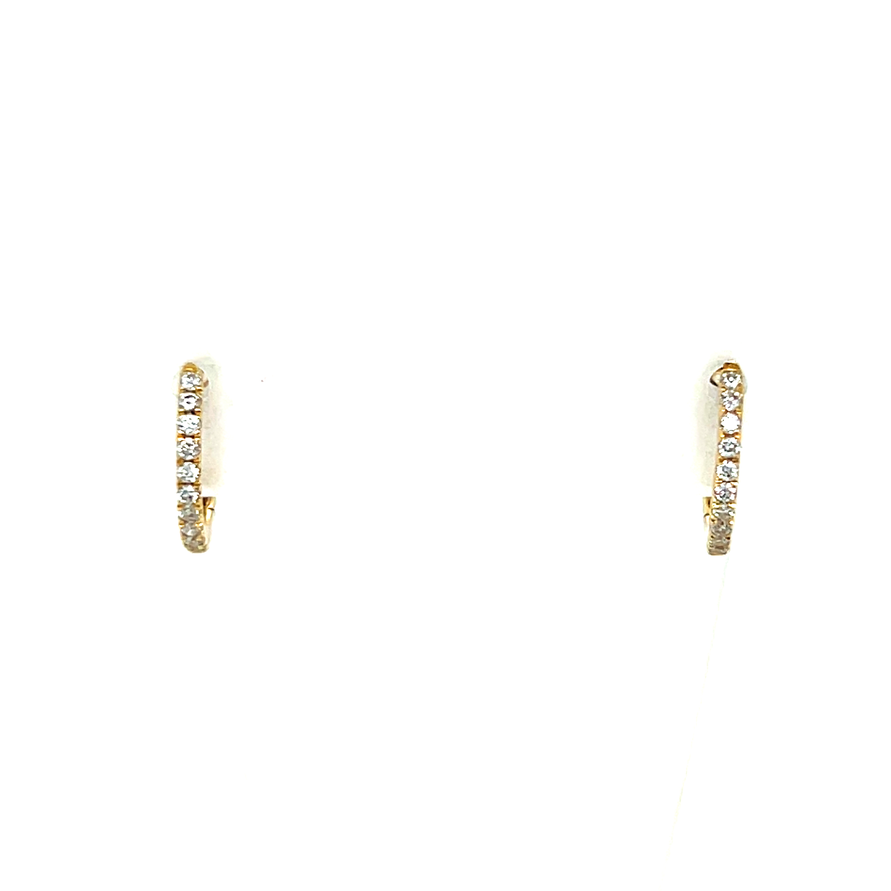 14K Yellow Gold 0.10 Carat Total Weight Round Diamond Huggies Hoop Earrings - 11x1.3mm