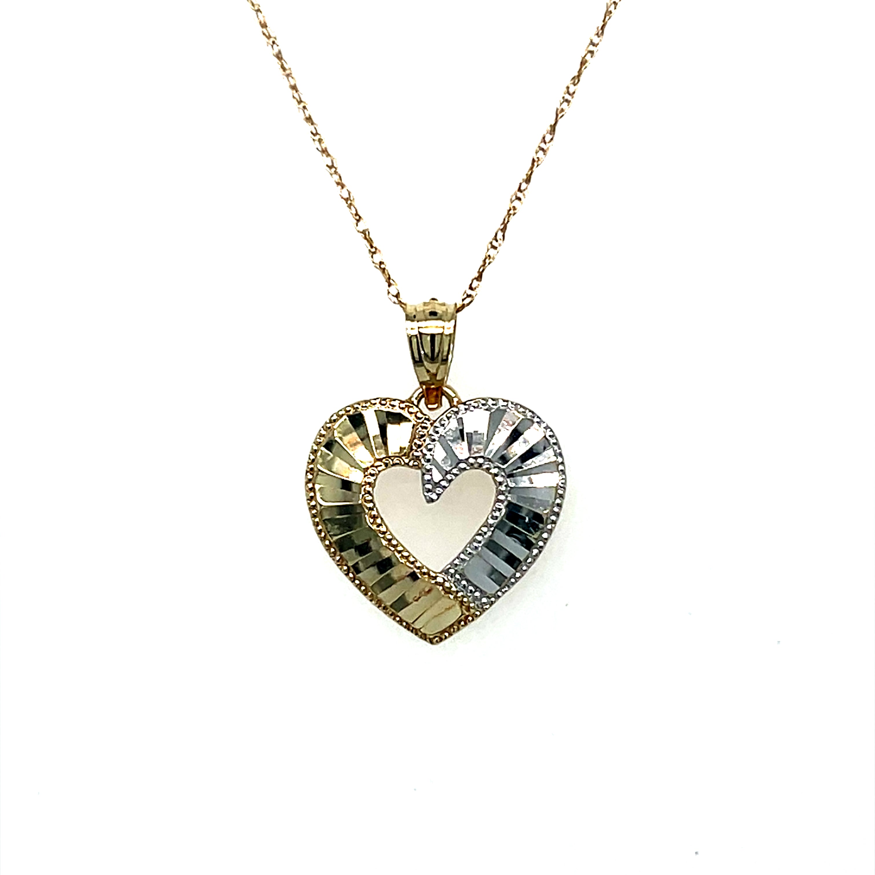 "Lorelai" 10K Yellow and White Gold Heart Pendant Estate BW225ZP