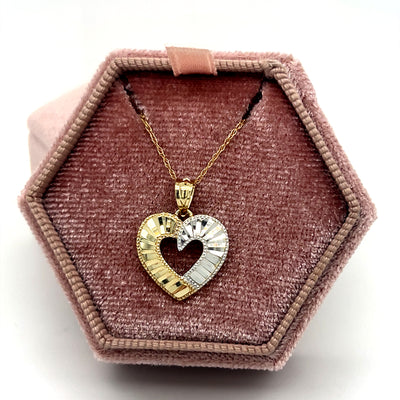 "Lorelai" 10K Yellow and White Gold Heart Pendant Estate BW225ZP