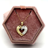 "Lorelai" 10K Yellow and White Gold Heart Pendant Estate BW225ZP