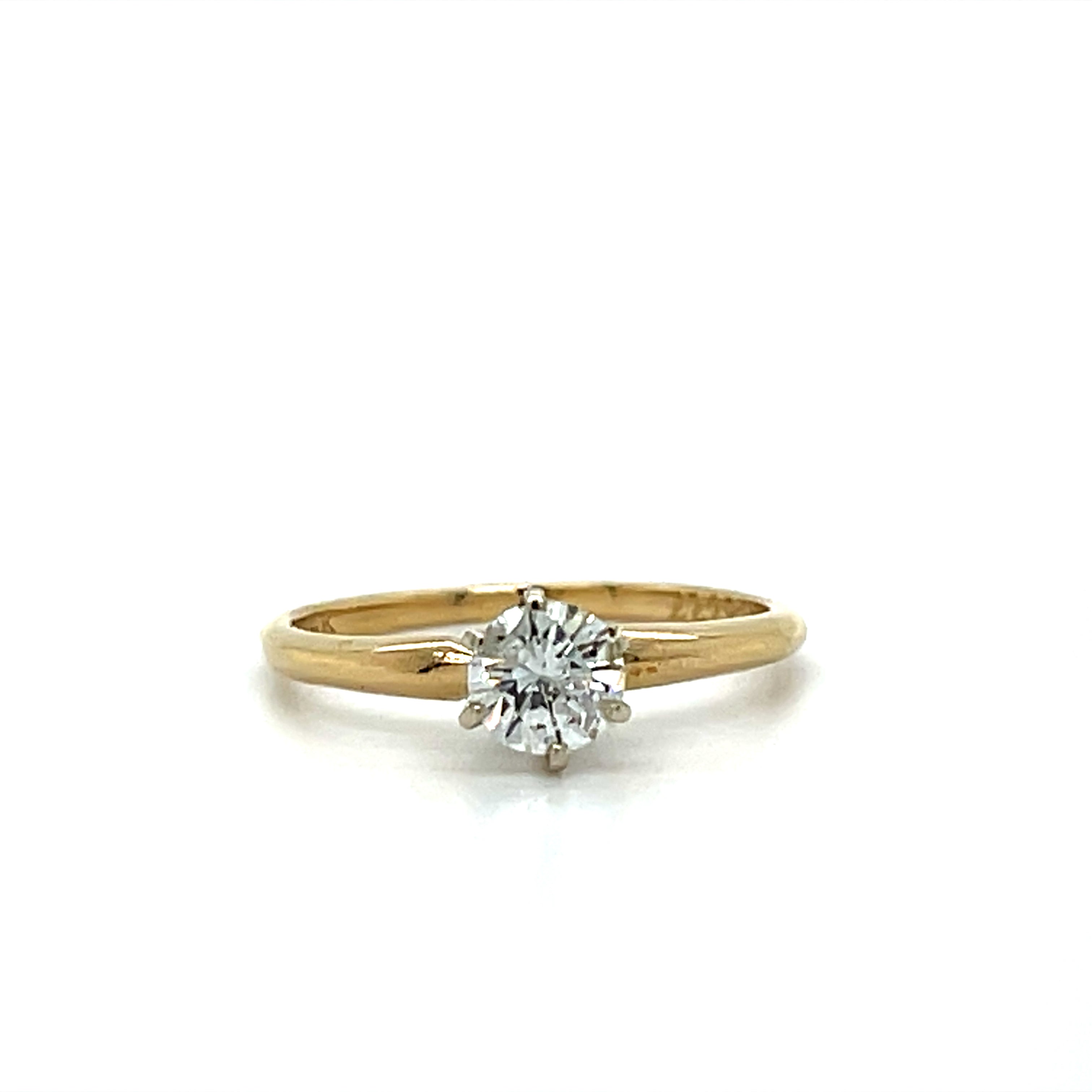"Lorni" 14K Two-Tone Gold 0.50CT Round Diamond Solitaire Engagement Ring – Estate