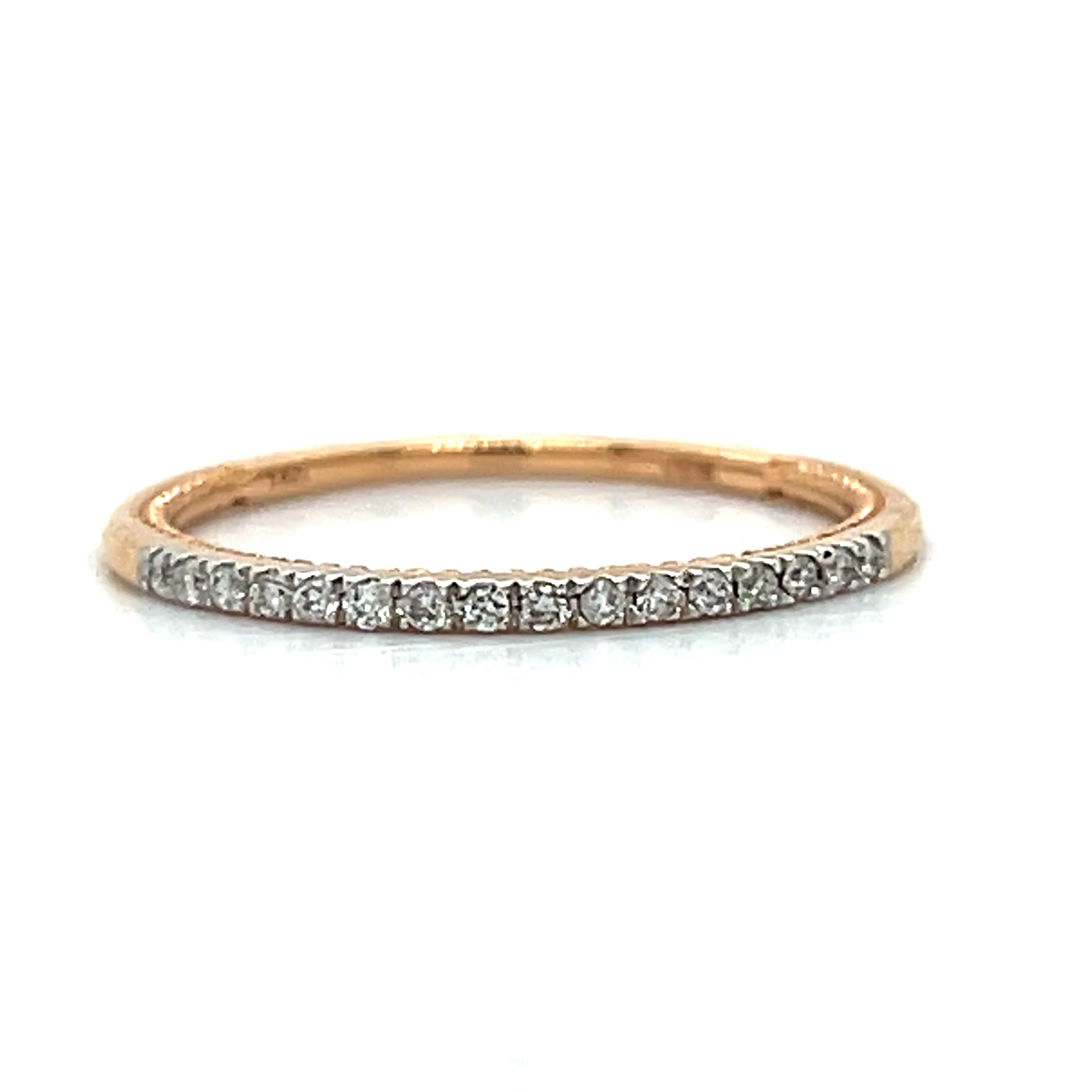 14K Rose Gold Beaded Vintaget 0.10 Carat Total Weight Diamond Wedding Anniversary Stackable Band – WJS Collection