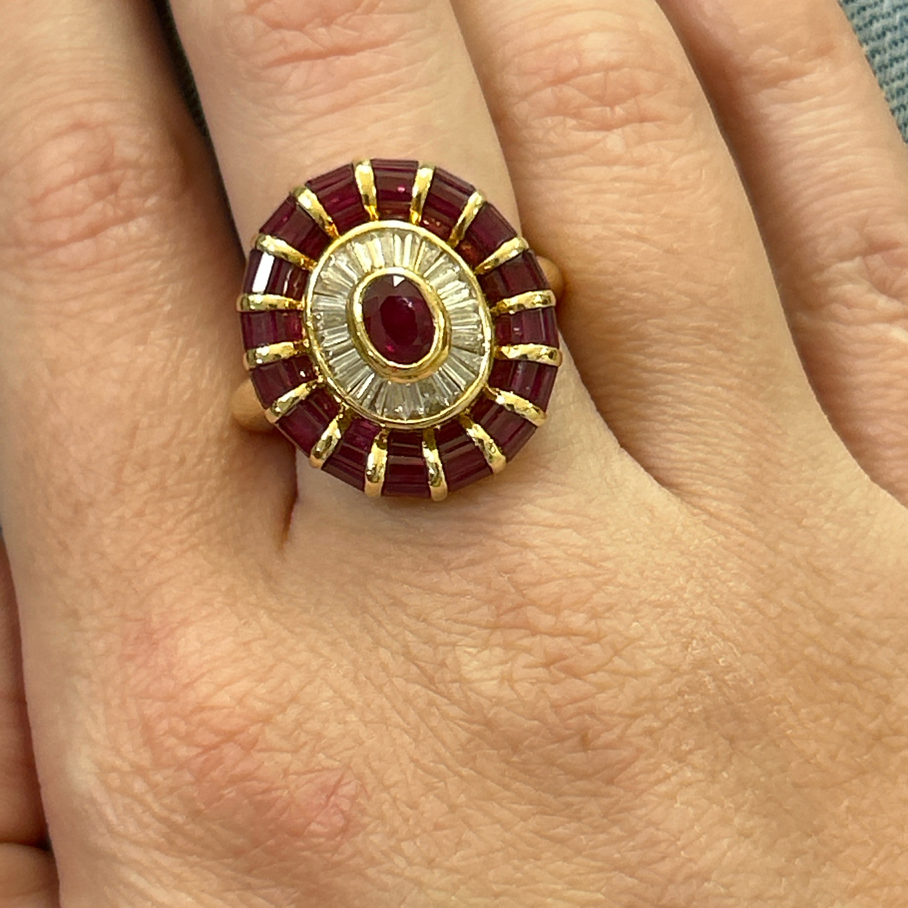 "Lydia" 18K Yellow Gold 2.80CTW Ruby and 0.75CTW Diamond Spiral Ring Estate