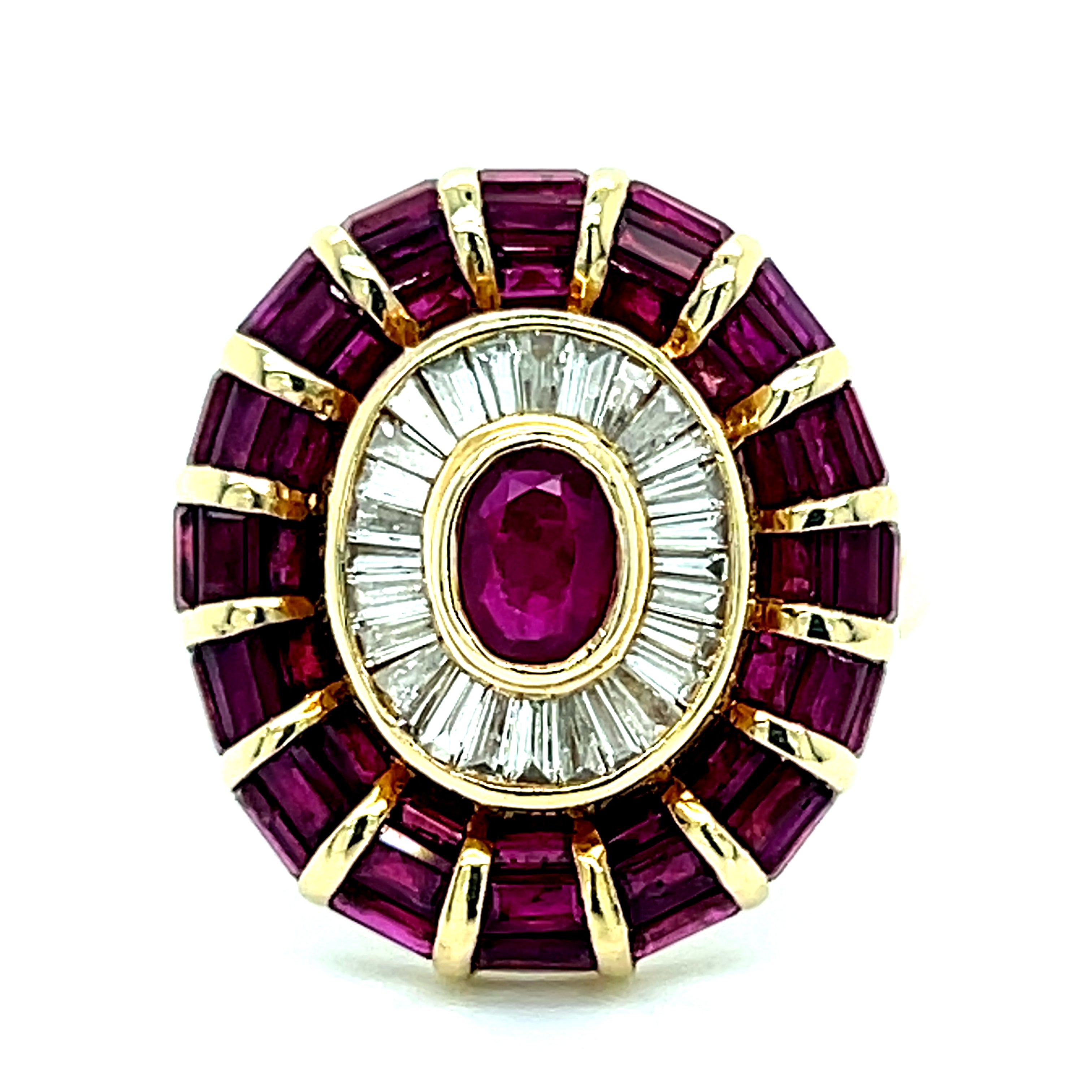 "Lydia" 18K Yellow Gold 2.80CTW Ruby and 0.75CTW Diamond Spiral Ring Estate