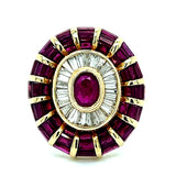 "Lydia" 18K Yellow Gold 2.80CTW Ruby and 0.75CTW Diamond Spiral Ring Estate