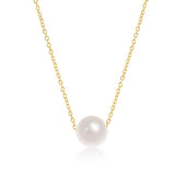 Sterling Silver Gold Plated 10mm Freshwater Pearl Necklace – 16+2"