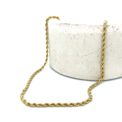 "Macey" 10K Yellow Gold 18" Rope Chain 7.3g 2.2mm Estate