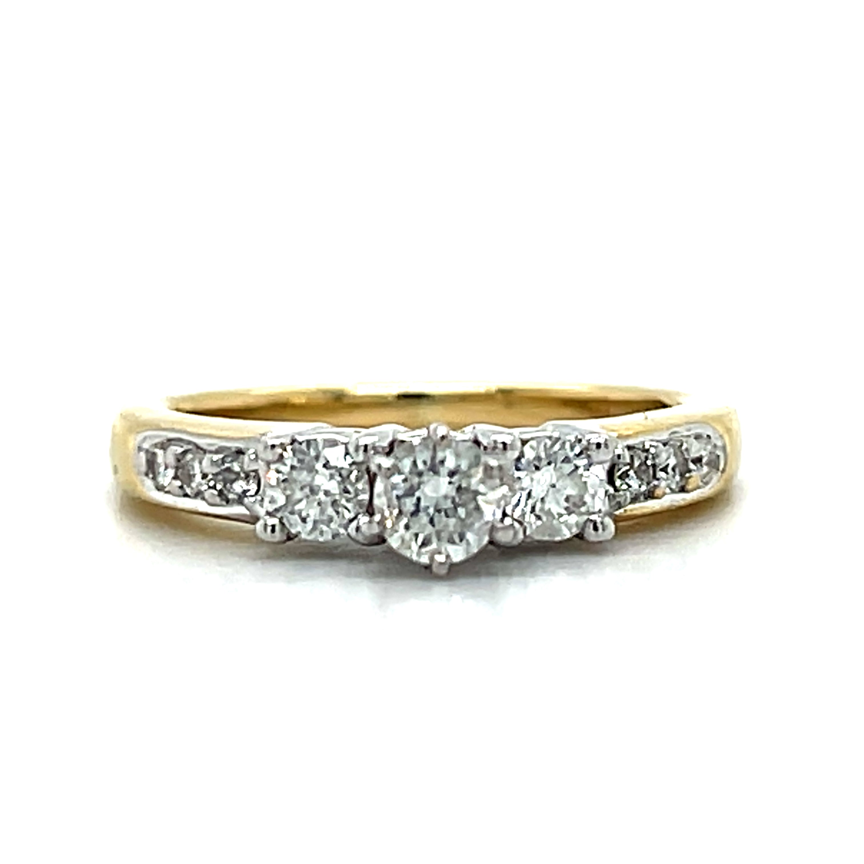"Mandi" 14K Yellow Gold 0.52 Carat Total Weight Diamond 3-Stone Bridal/Engagement/Wedding/Anniversary Ring Estate PXOTO225