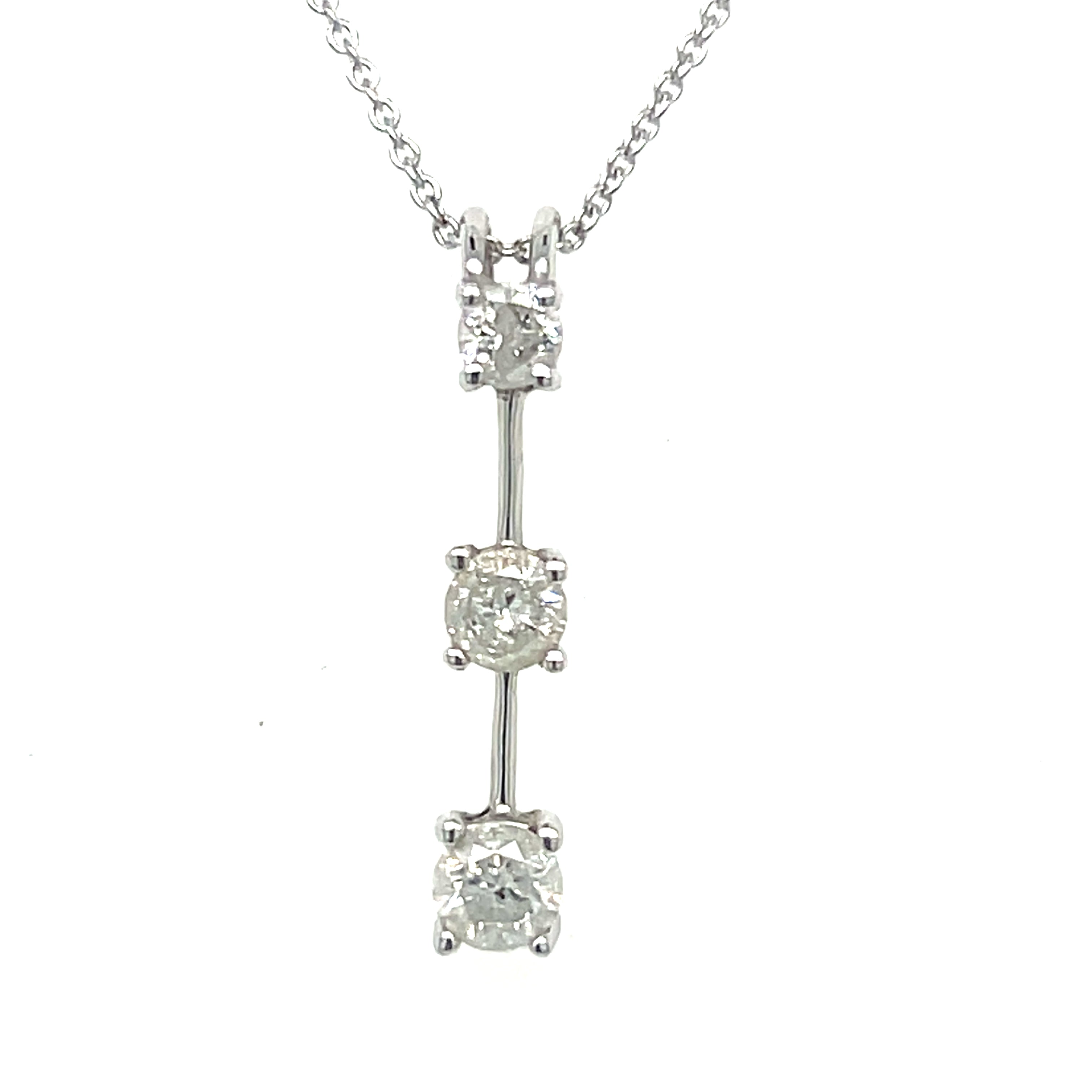 "Maple" 14K White Gold 0.56CTW Diamond 3-Stone Pendant Estate