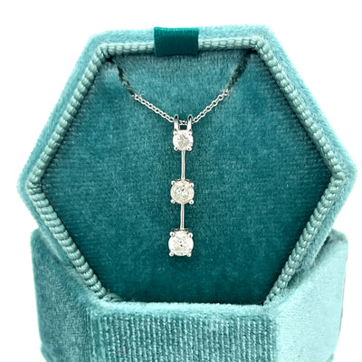 "Maple" 14K White Gold 0.56CTW Diamond 3-Stone Pendant Estate