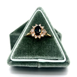 "Mariana" 14K Yellow Gold ~1CT Sapphire and 0.32 Carat Total Weight Diamond Fashion Ring Estate OTT225PR