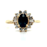 "Mariana" 14K Yellow Gold ~1CT Sapphire and 0.32 Carat Total Weight Diamond Fashion Ring Estate OTT225PR