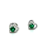 Sterling Silver May Birthstone Earrings with Open Heart Design, Little Girl Jewelry