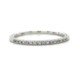 14K White Gold Beaded Vintage 0.10 Carat Total Weight Diamond Stackable Band– WJS Collection
