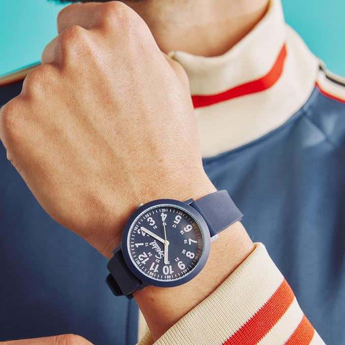 Speidel Recyclable Easy Reader Watch with Fashion Silicone Navy Strap