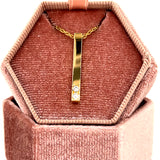 "Nells" 10K and 14K Yellow Gold Diamond Vertical Bar Pendant Estate