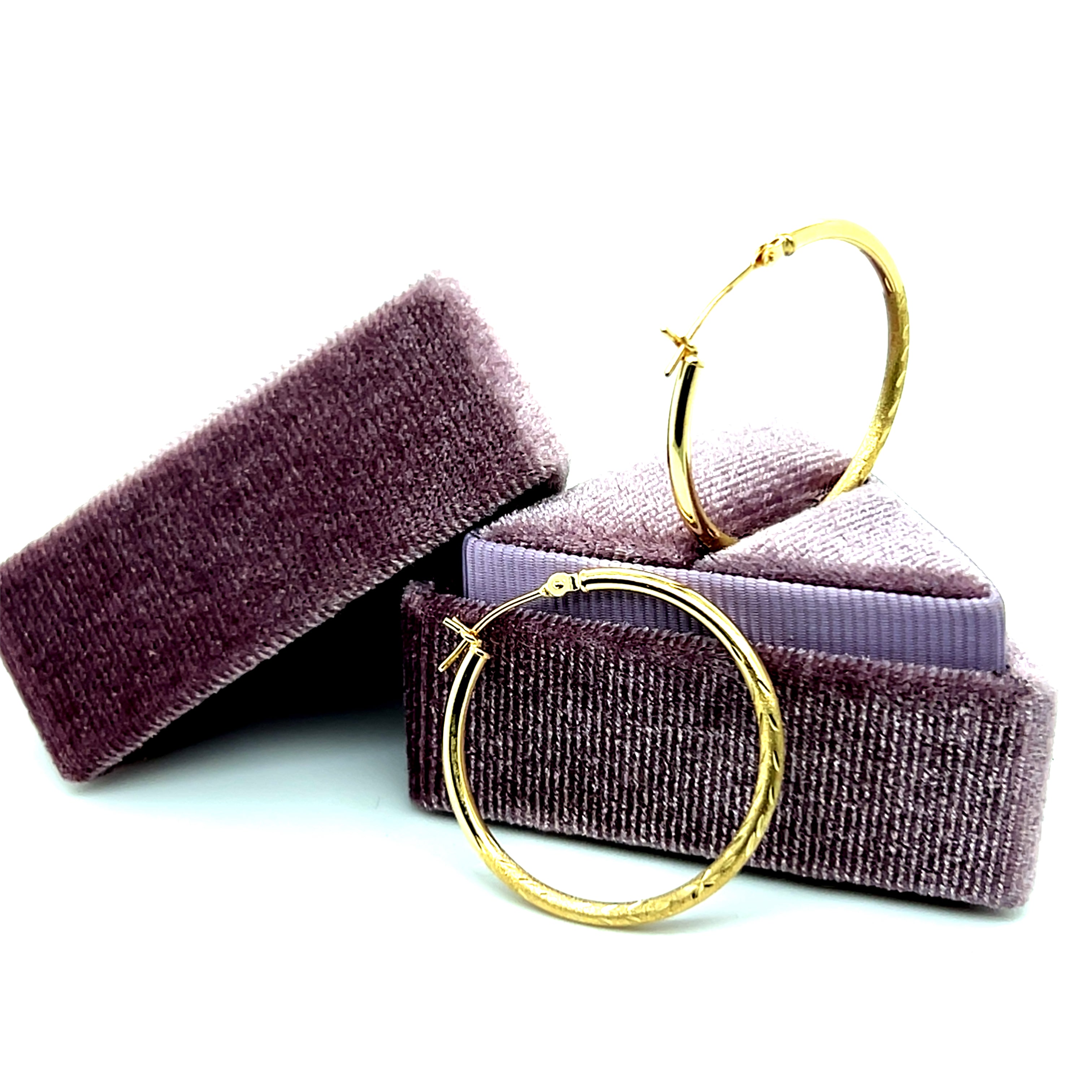 14K Yellow Gold 2x30mm Hoop Earrings – Estate