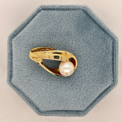 "Pacific" 10K Yellow Gold 6.5mm Pearl Slide Estate