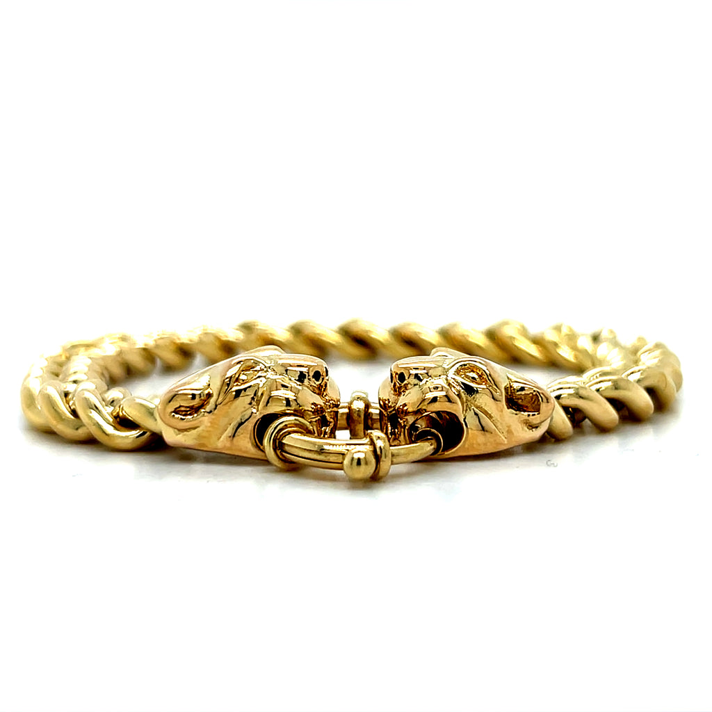 14K Yellow Gold 11.6 gram EFFY Brand Panther Head Link Bracelet 7.5" a part of our Estate collection