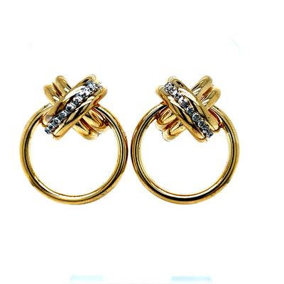 "Paris" 14K Yellow Gold and Diamond Statement Earrings Estate