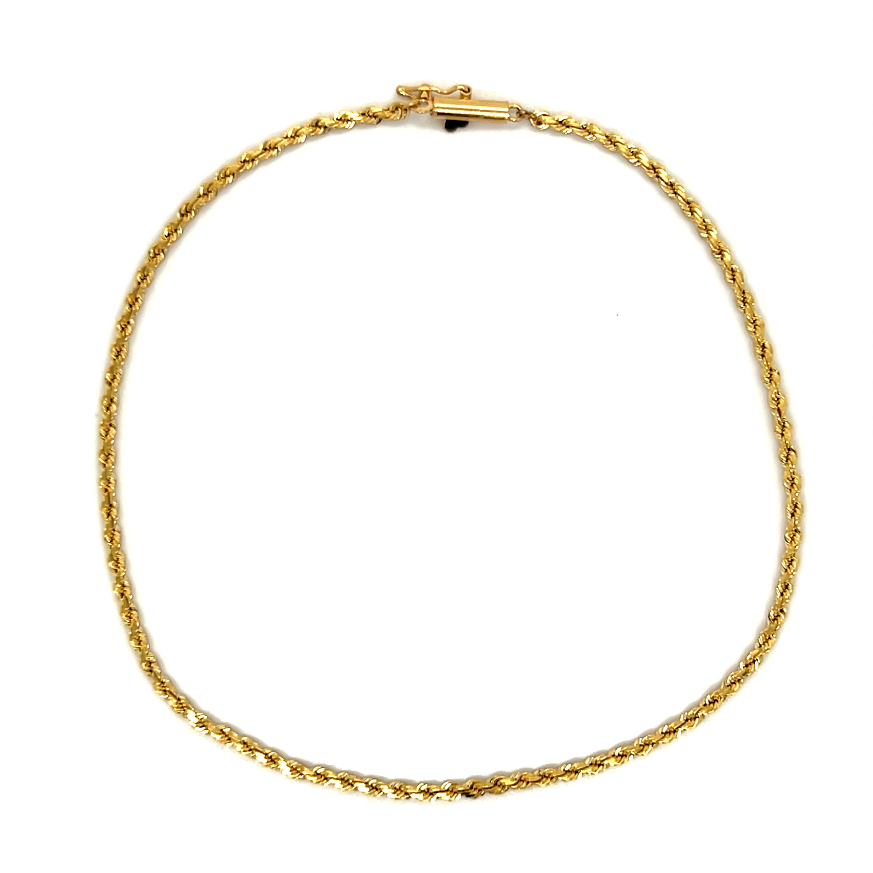 "Henrietta" 14KY 2mm 3.5g Rope Anklet 9" Estate SXLTY423