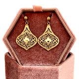 "Piper" 14K Yellow Gold Vintage Filigree Dangle Earrings Estate