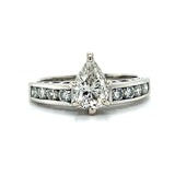 "Platinum"  Platinum 1.28 Carat Total Weight (0.90CT Color I, Clarity G Pear Center) Diamond Engagement Ring Estate