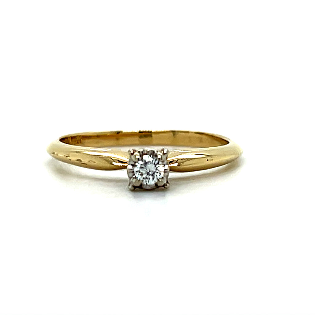 14K Yellow Gold 0.07CT Diamond Illusion Set Engagement/Promise Ring Estate Collection YW12227