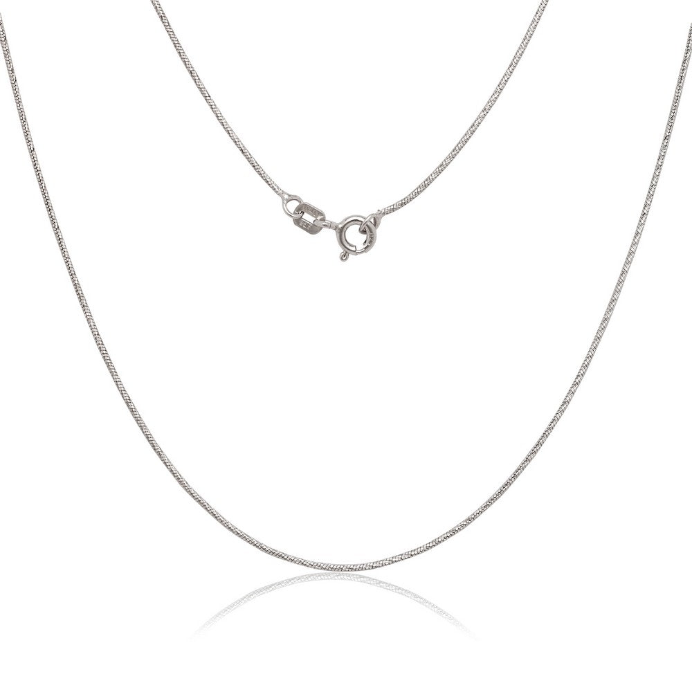 Sterling Silver Rhodium Plated Diamond Cut Snake Chain 20"