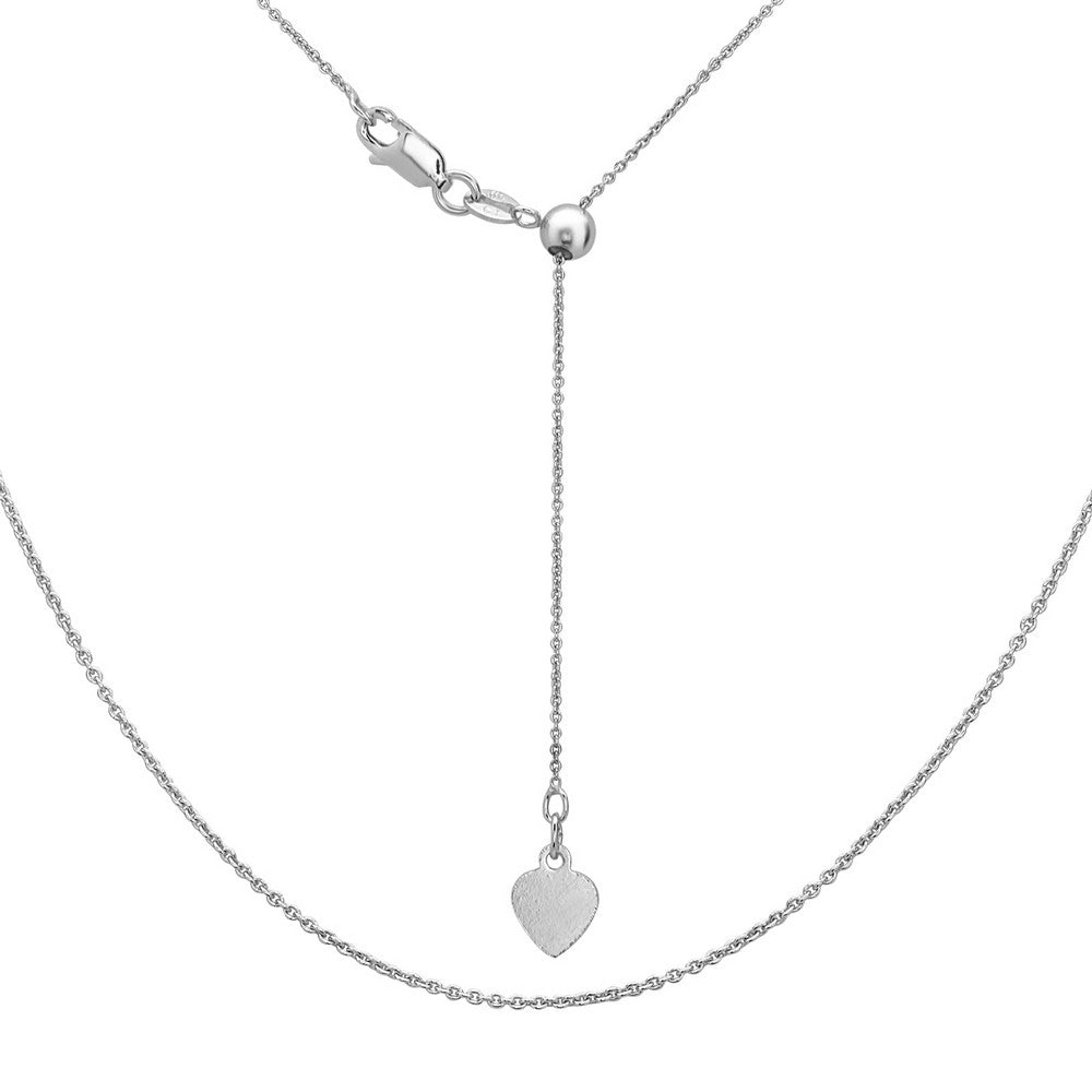 Sterling Silver Rhodium Plated Adjustable Rolo Chain 14-22"