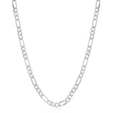 Sterling Silver Rhodium Plated 4.2mm Figaro Chain 22"