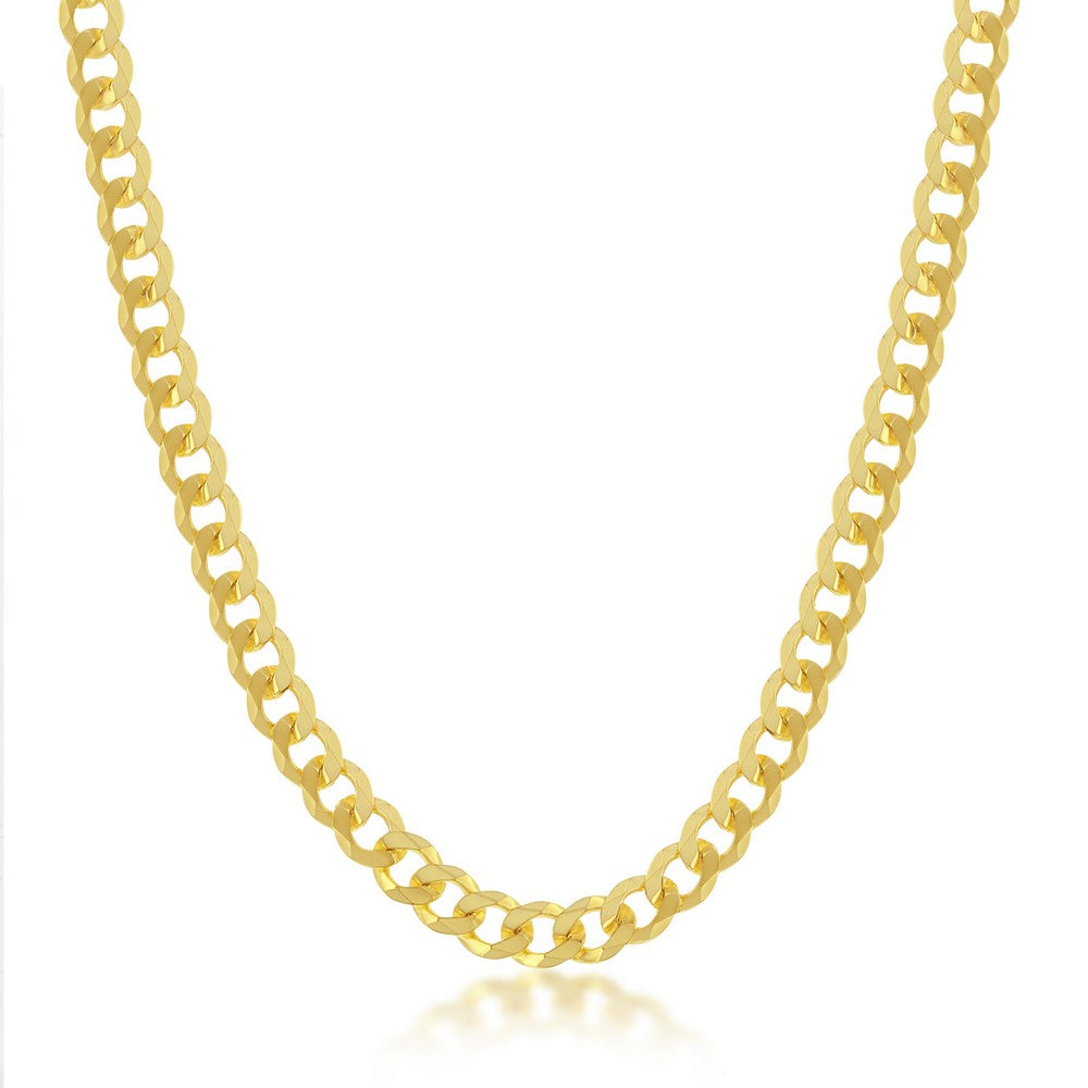Sterling Silver Gold Plated 4.5mm Cuban Link Chain 18"