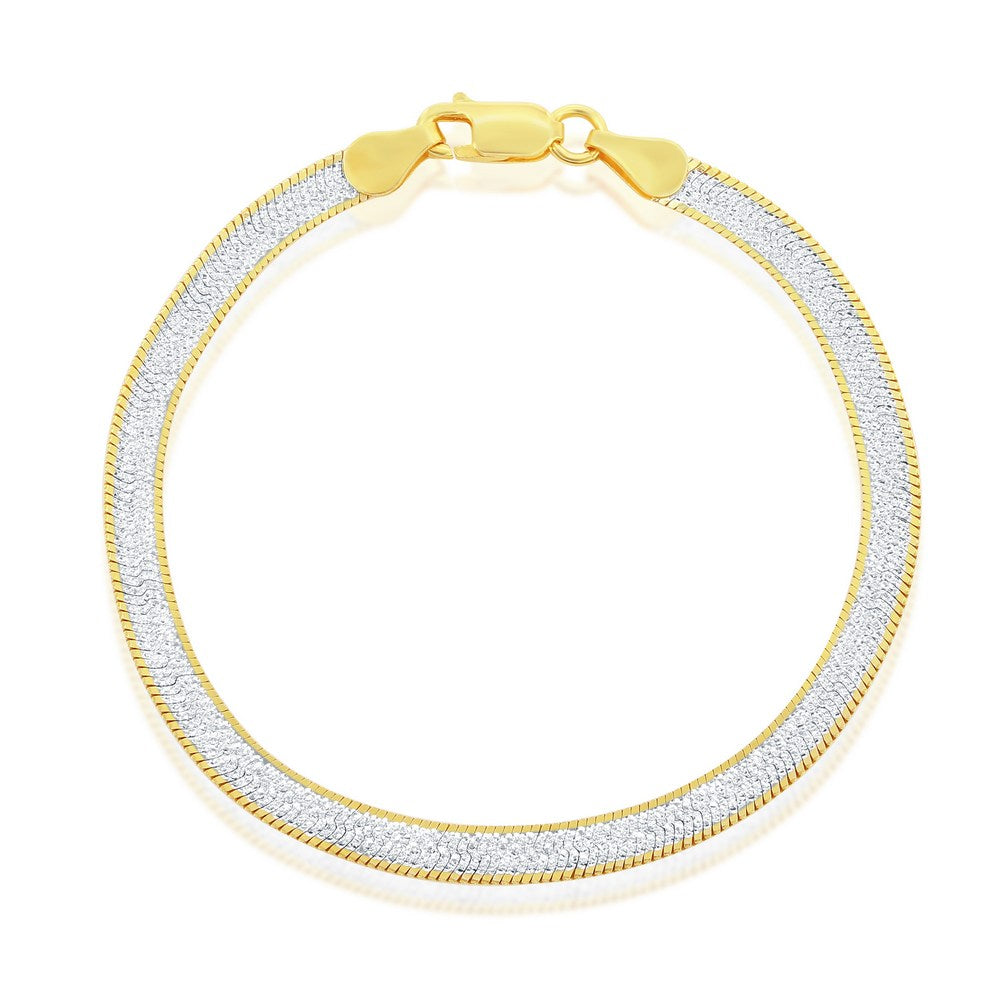 Silver Two-Tone 4mm Reversible Herringbone Chain 18"